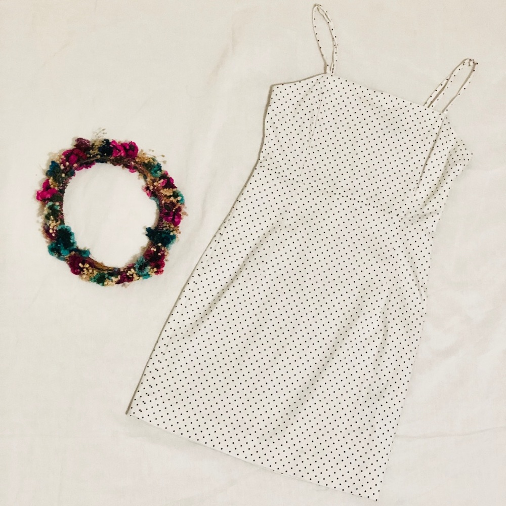 White with Black Polkadots Dress